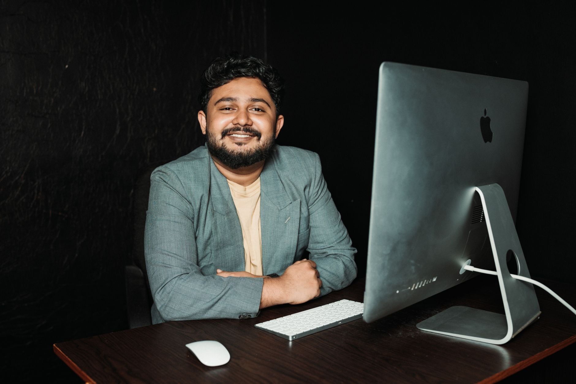 Confident professional working at a modern office desk
